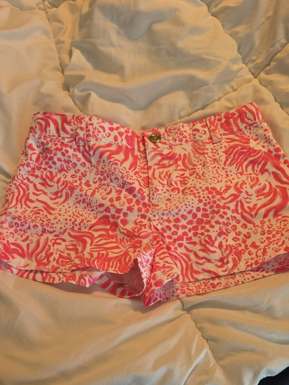 Lilly Pulitzer Pink and White Printed High-Rise Shorts
